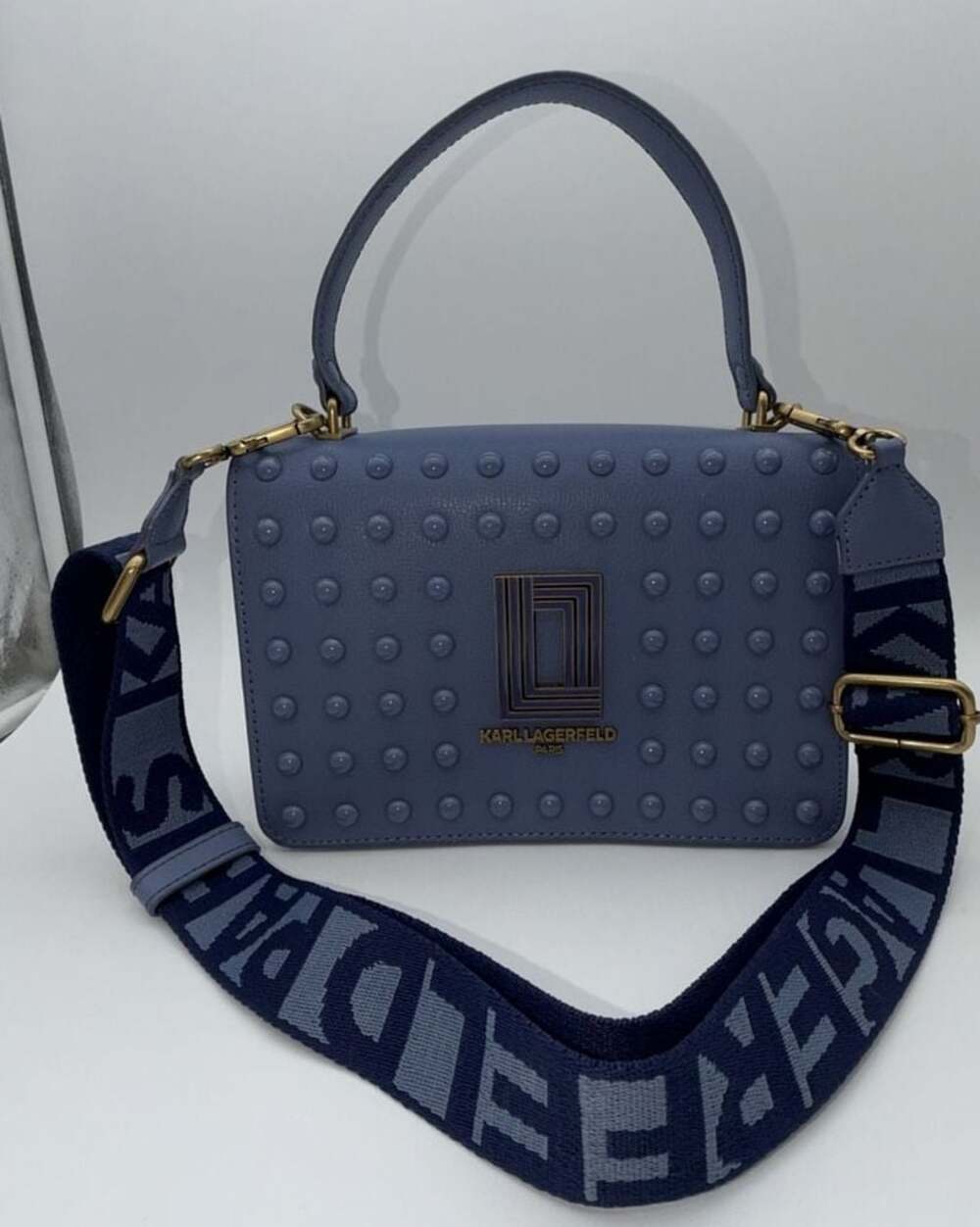 Karl Lagerfeld Paris Simone Dots Crossbody Blue Fog Structured Handbag